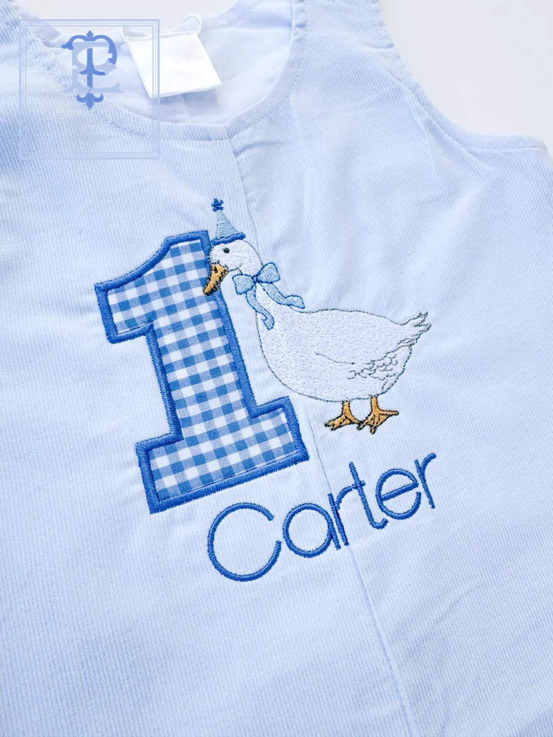 One Silly Goose Baby Birthday Outfit | Embroidered Appliqué Child Longall | Corduroy Gingham Vin... | Etsy (US)