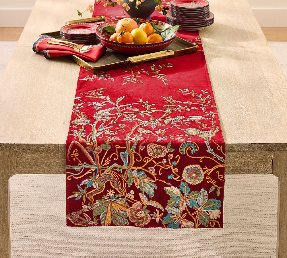 Lunar New Year Velvet Table Runner | Pottery Barn (US)