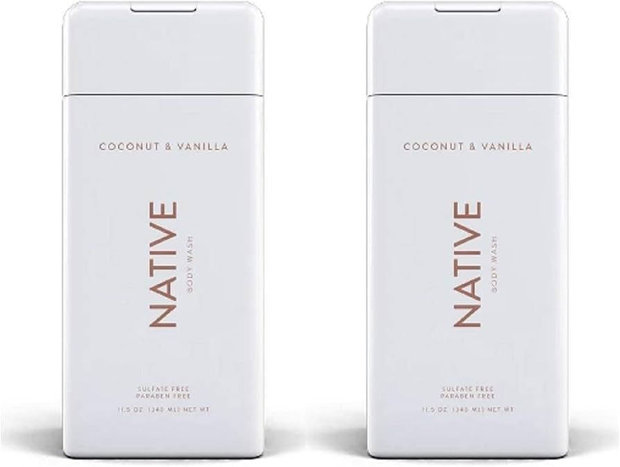 NATIVE Body Wash - Coconut & Vanilla 11.5 oz (340ml) - 2-PACK for Hydrating | Amazon (US)