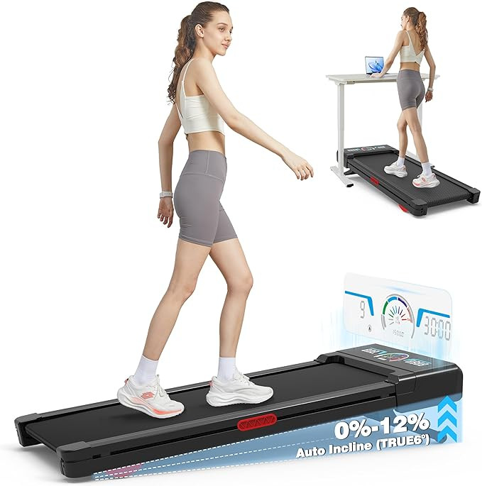 Walking Pad Treadmill with 12% 9-Level Auto Incline, 450 lbs Capacity and RGB LED Screen Under De... | Amazon (US)