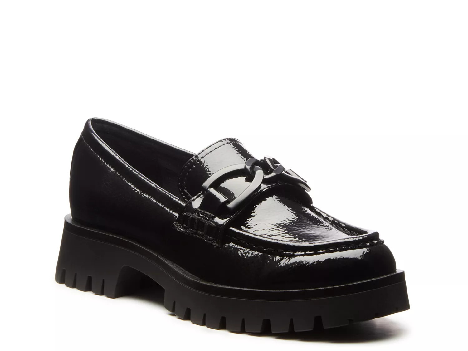 Nine West Gables Loafer | Women's | Black Patent/Black | Size 8.5 | Loafers | Block | Lug | DSW