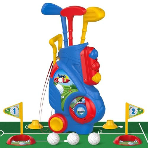 Liberry Toddler Golf Set for 2 3 4 Years Old Boys Girls, Upgraded Kids Golf Clubs Set with Cart, Putting Mat, Outdoor Indoor Sports Toy Birthday Christmas Gift, Blue | Amazon (US)