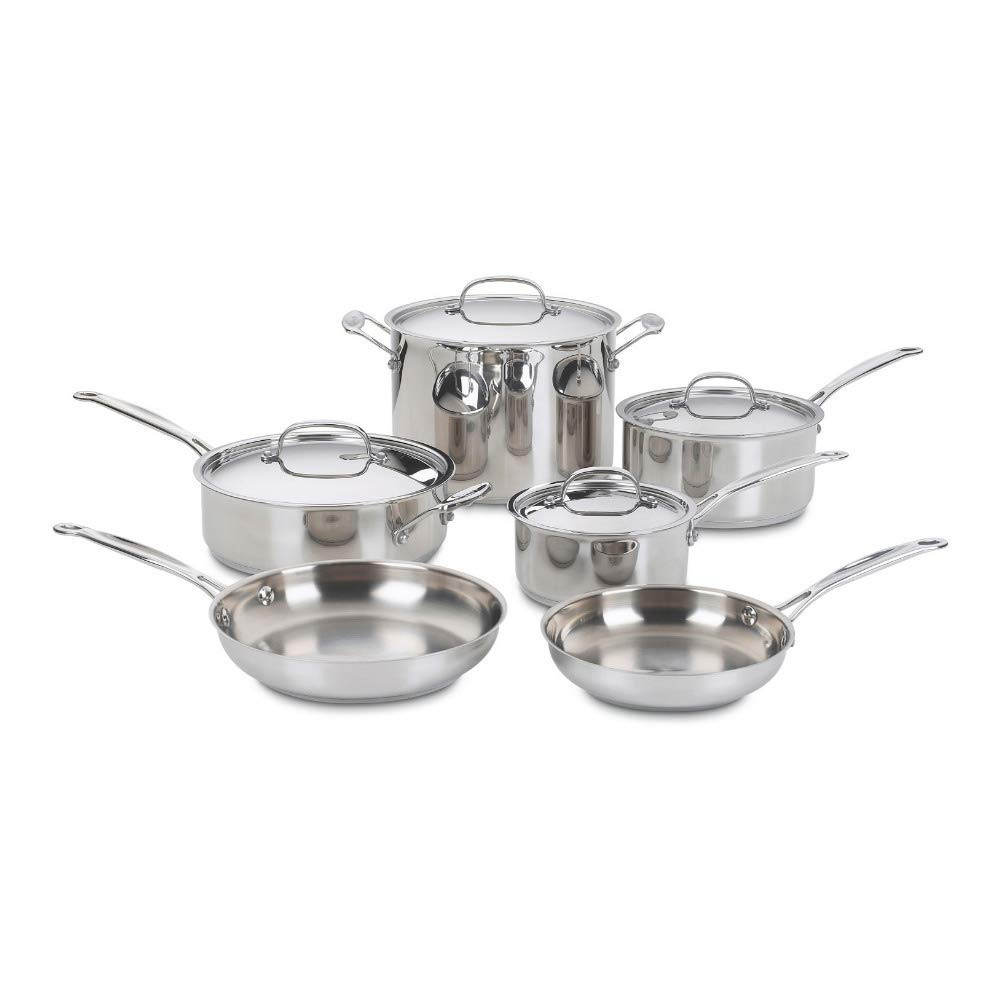 Cuisinart 77-10P1 10-Piece Chef's-Classic-Stainless Collection, Cookware Set | Amazon (US)