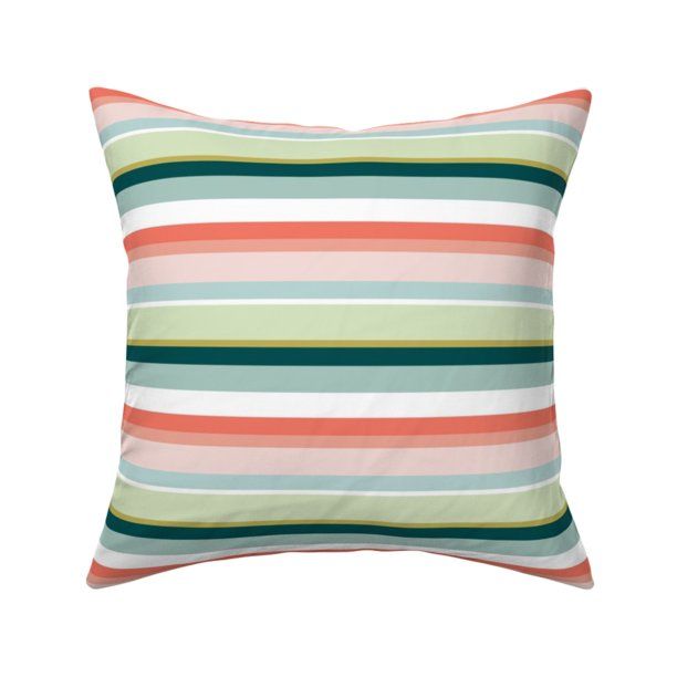 Striped Blue Green Pink Lines Throw Pillow Cover w Optional Insert by Roostery - Walmart.com | Walmart (US)