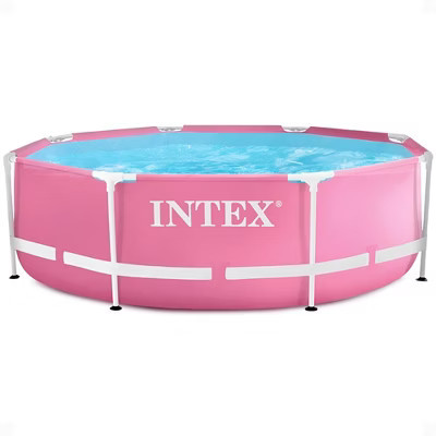 Intex 28290EH 8ft x 30in Round Metal Frame Above Ground Swimming Pool, Pink | Target