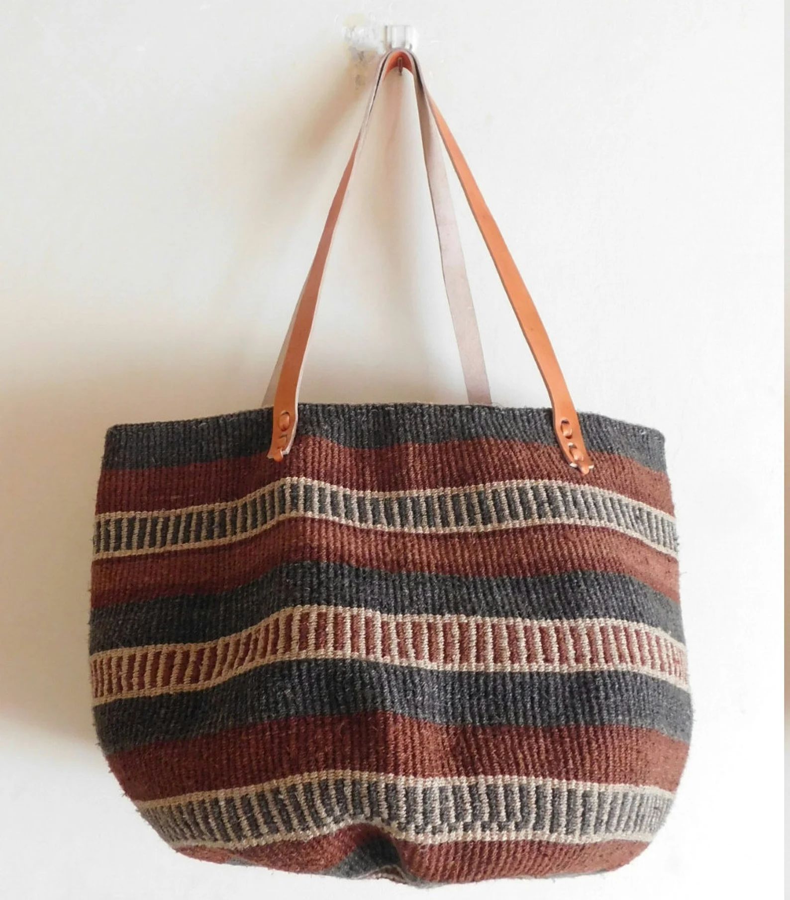 Elegant baobab  bag with leather handles| Handmade woven bag| Kiondo bag| African ethnic bag| Mar... | Etsy (US)