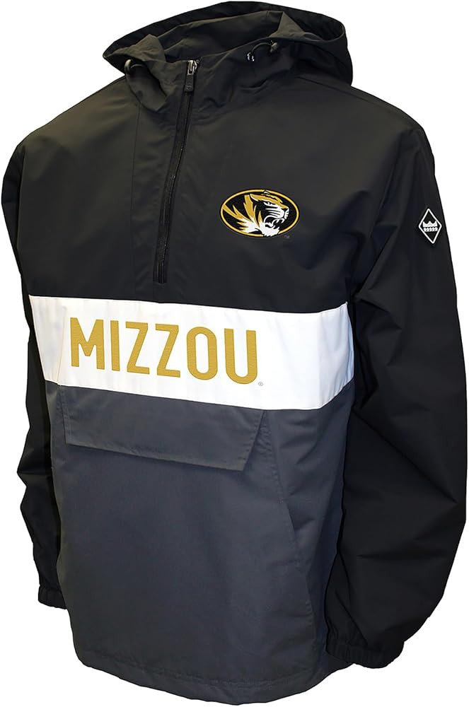 2Bhip NCAA Missouri Tigers Jacket - Men's Black Half Zip Waterproof Windbreaker Hoodie Pullover W... | Amazon (US)