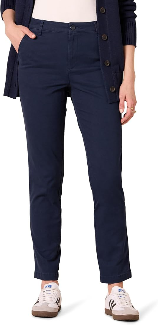 Amazon Essentials Women's High-Rise Slim-Fit Full-Length Straight-Leg Khaki Pant | Amazon (US)