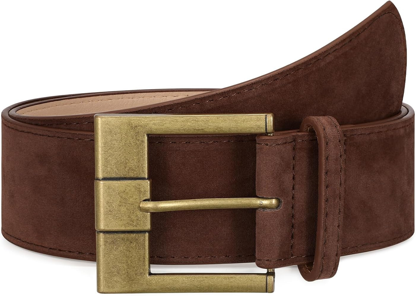 Women Wide Leather Belts for Dresses 1.9" Chunky Western Vintage Thick Suede Waist Belt with Bras... | Amazon (US)