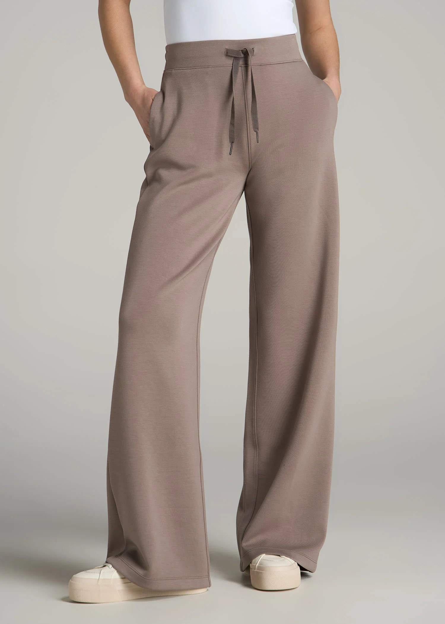 Pull-On Tie Waist Wide Leg Pants for Tall Women in Portobello | American Tall