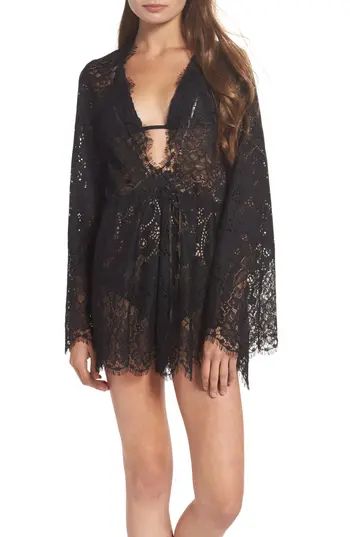 Women's For Love & Lemons Olympia Lace Cover-Up Romper | Nordstrom