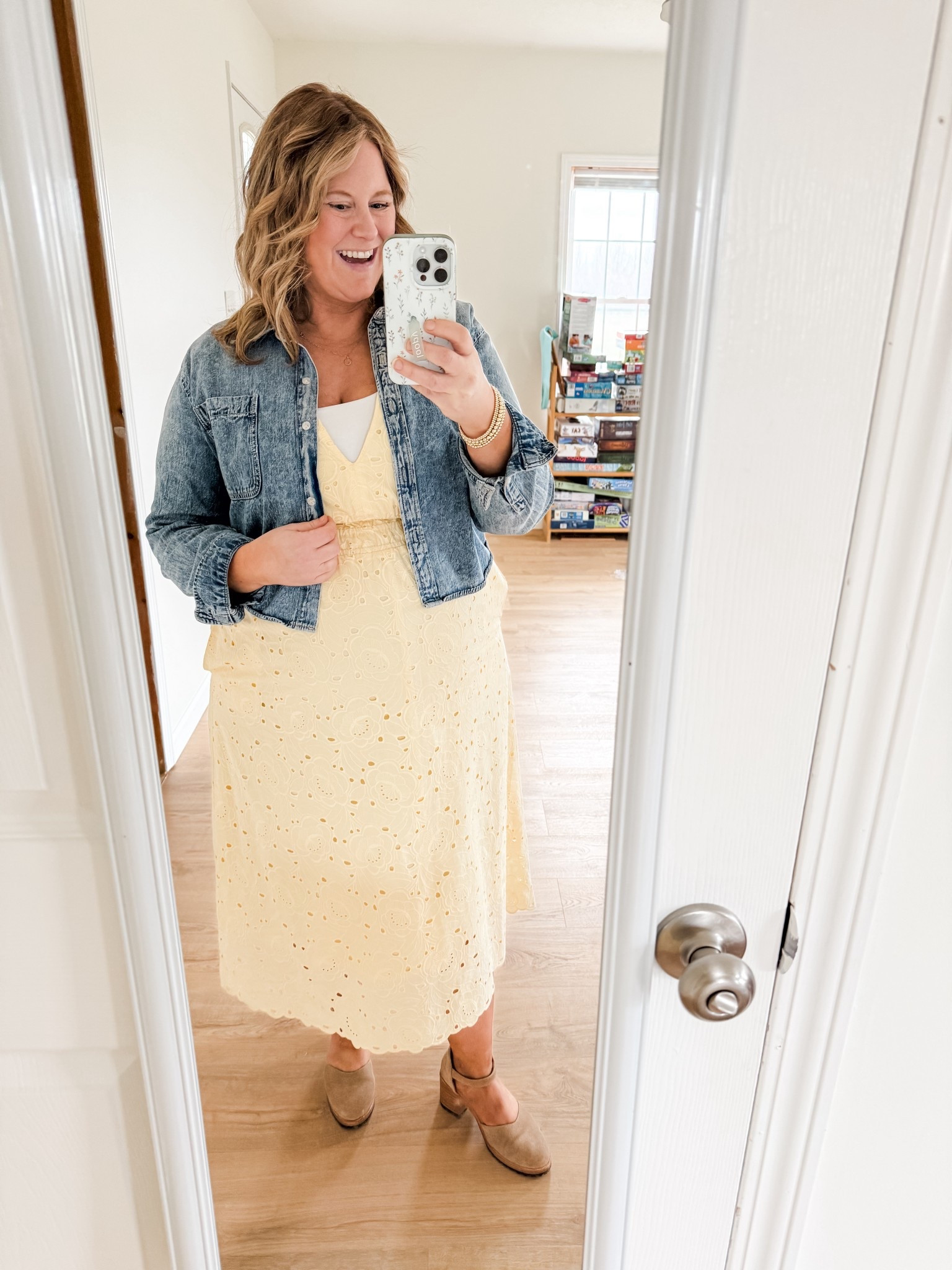 Church outfit! Wearing an XL in my butter yellow eyelet dress- I love this one! My denim shirt is older so linking similar.  My shoes are by Portland leather goods but they don’t make them anymore so I linked what I could find that are similar. 

#LTKBump #LTKSeasonal #LTKMidsize