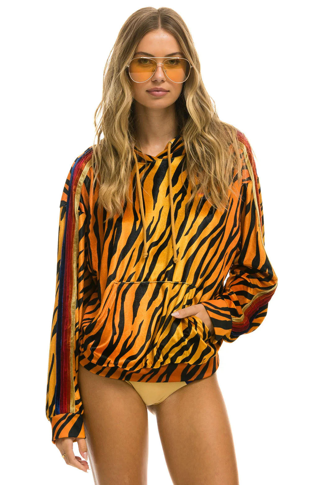 CLASSIC VELVET RELAXED PULLOVER HOODIE - TIGER | Aviator Nation