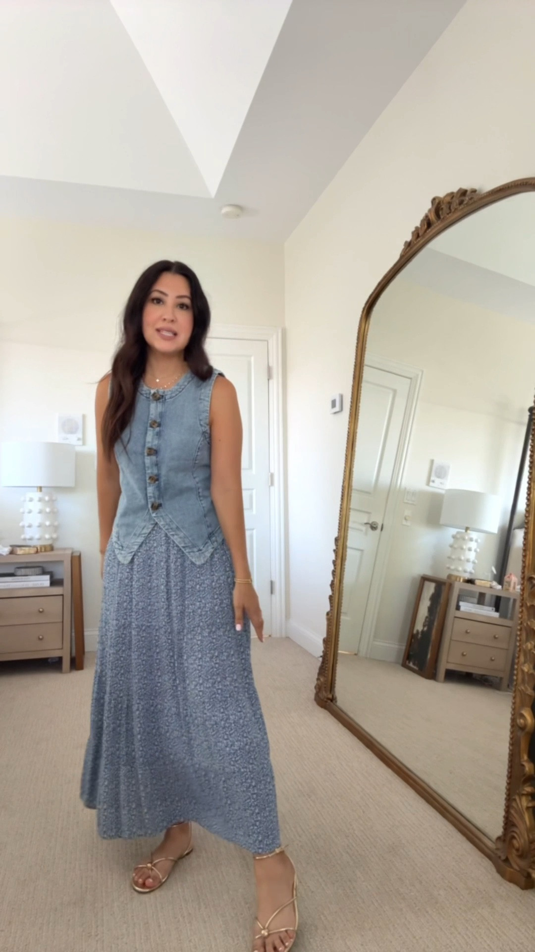Outfit of the day! Wearing a size small in top but I noticed it also comes in petite sizing. Skirt is older and no longer sold but I found a near identical version on Amazon! Sandals are on prime deal today!

#LTKmomlife #LTKootd