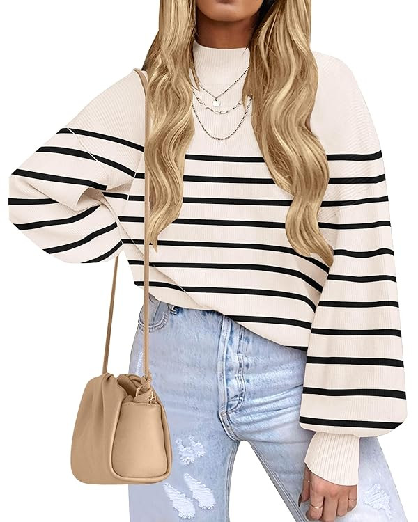 ZESICA Turtleneck Ribbed Knit Pullover Sweater | Amazon (US)