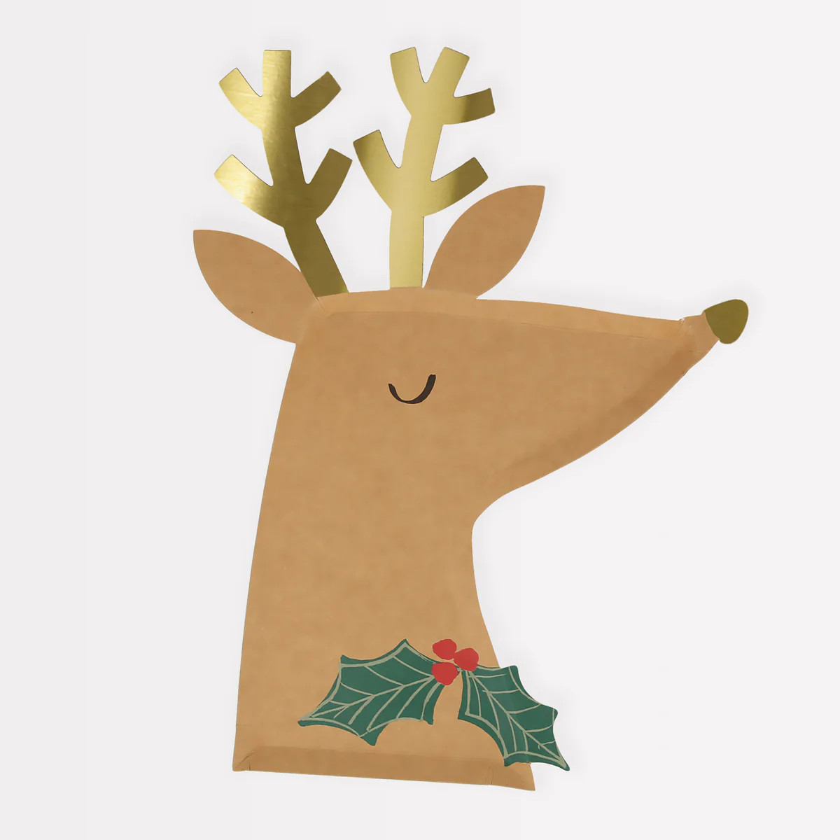 Reindeer With Holly Plates (x 8) | Meri Meri