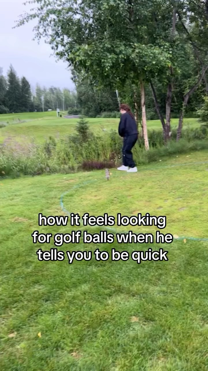 high stress situation😮‍💨
tiktok: thegolfgirlfriend 
•
•
•
alaska golf golf, golf, golf girlfriend, golf caddy, golf ball retriever, golf balls, golf humor, golfing, golfer, golf girl