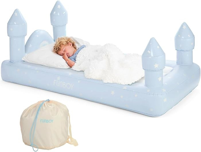 FUNBOY Kids Blue Castle Sleepover Travel Bed & Air Mattress. Perfect for Sleepovers. Includes Car... | Amazon (US)