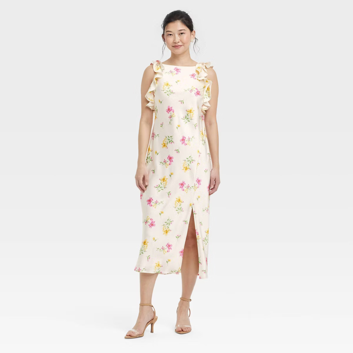 Women's Ruffle Sleeve Satin Maxi Dress - A New Day™ | Target