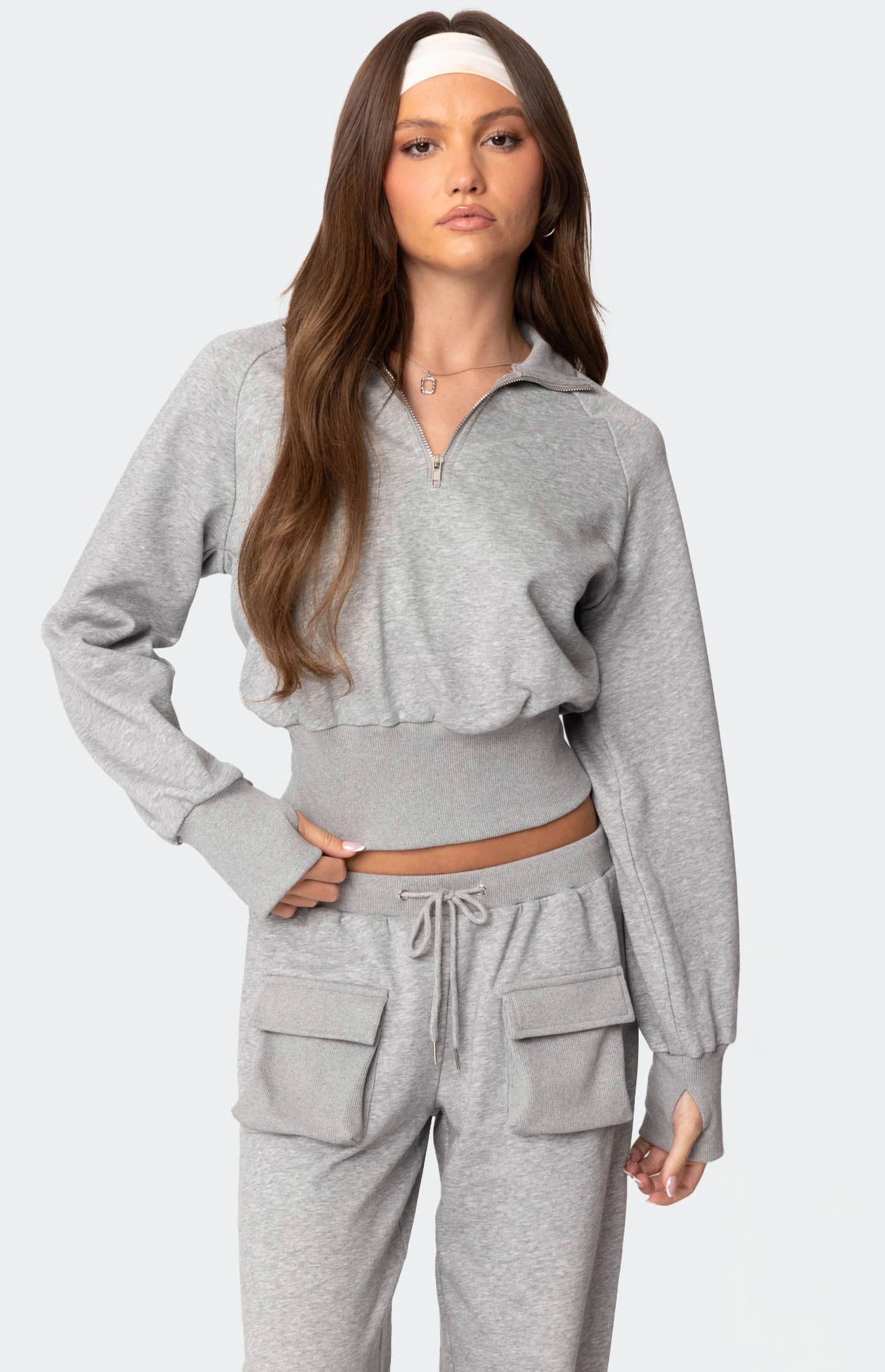 Edikted Bailey French Terry Quarter Zip Top | PacSun