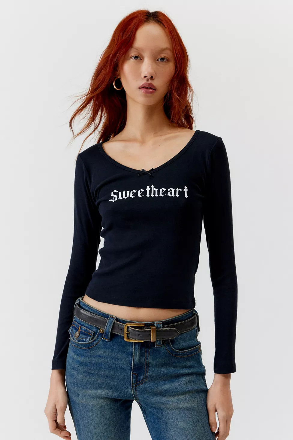 Sweetheart Fitted Long Sleeve Tee | Urban Outfitters (US and RoW)