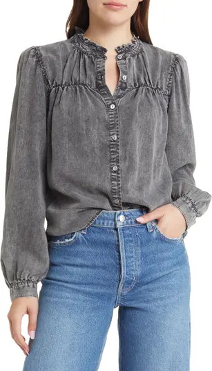 Camille Acid Wash Denim Blouse | Nordstrom
