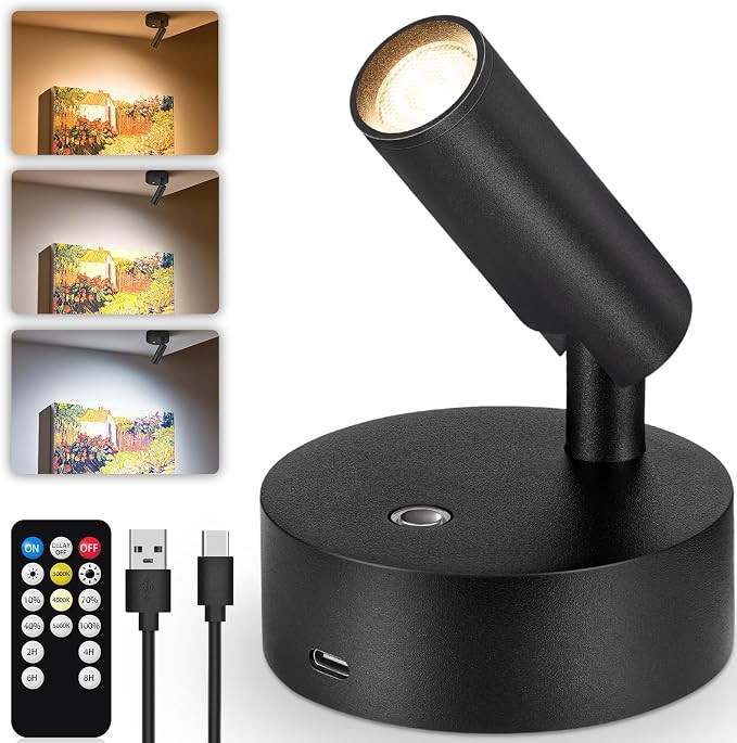 3CCT LED Wireless Spotlight Indoor Rechargeable Picture Lights Battery Operated Spot Light Upligh... | Amazon (US)