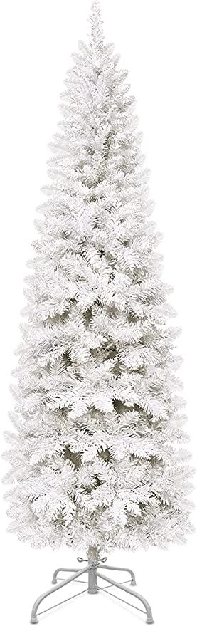 6 Feet Artificial Pencil Christmas Tree Decor with 550 Dense Branch Tips Hinged Slim Xmas Tree In... | Amazon (US)