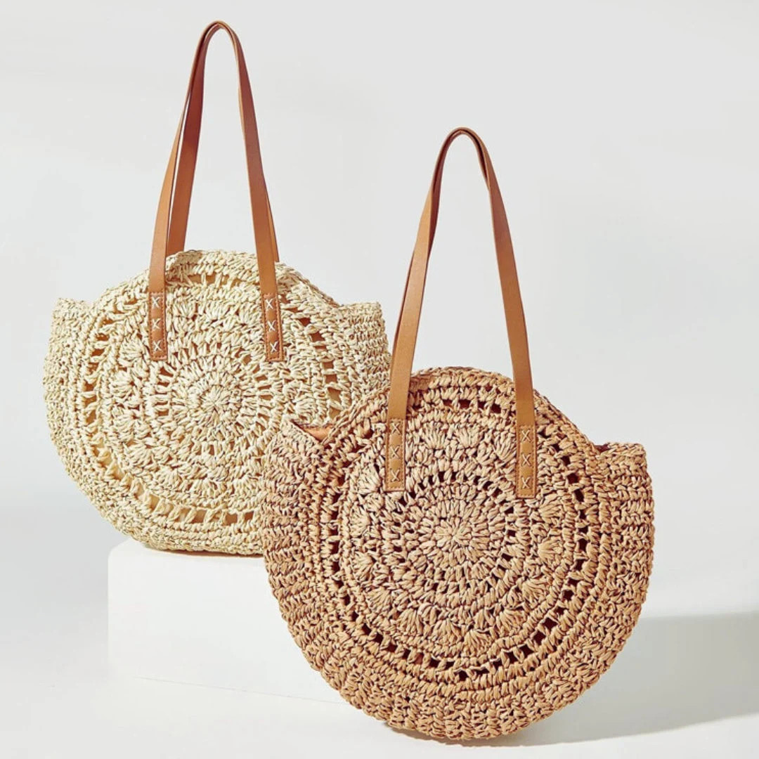 Round Straw Shoulder Bag - Etsy | Etsy (US)