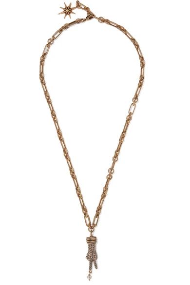 Gold-tone, crystal and faux pearl necklace | NET-A-PORTER (UK & EU)