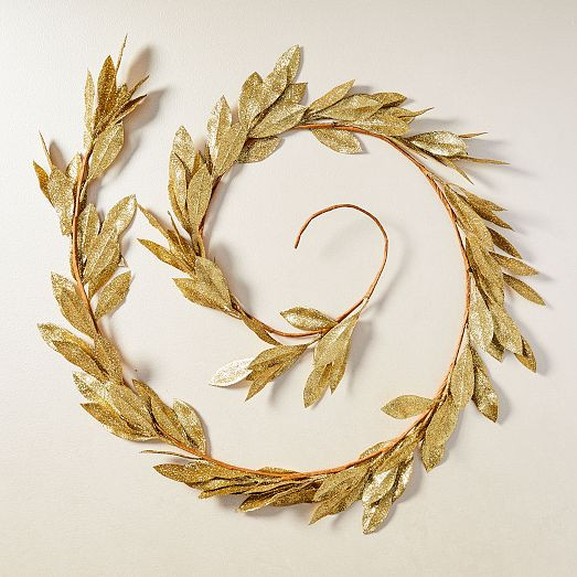 Kraft & Glitter Garland - Leaf | West Elm (US)