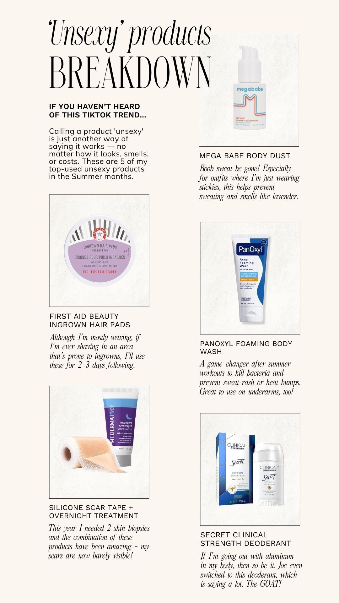 ‘Unsexy’ products that get me through the Summer months ☀️

summer skincare, summer beauty, summer essentials, summer must haves, summer beauty haul

#LTKSeasonal #LTKFindsUnder50 #LTKBeauty