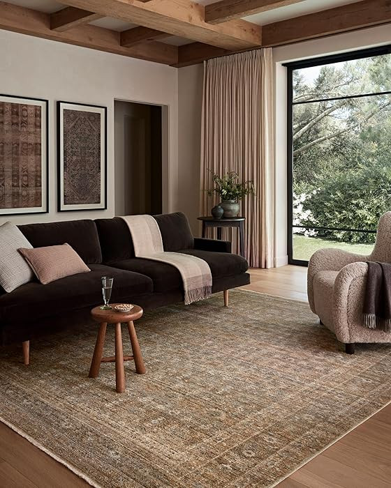 Loloi Amber Lewis Molly Collection MOL-06 Gold/Blue 6'-7" x 9'-2" Low Pile Area Rug | Amazon (US)