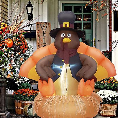 Twinkle Star 5 FT Inflatable Lighted Turkey Happy Thanksgiving Yard Decor Displa 705353620393 | e... | eBay US