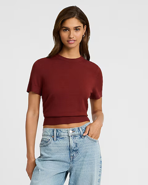 Airy Soft Skimming Short Sleeve Sweater | Express