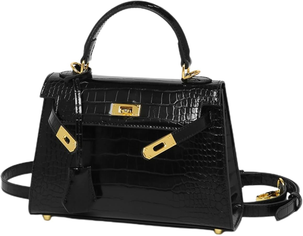 PU Leather Purses and Handbags for Women Ladies Crocodile Print Top Handle Satchel Small Work Cro... | Amazon (US)