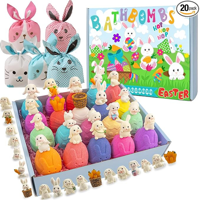 20 Pack Easter Bath Bombs Bubble Bath Balls, Kids Surprise Bath Bombs, Easter Eggs, Easter Basket... | Amazon (US)