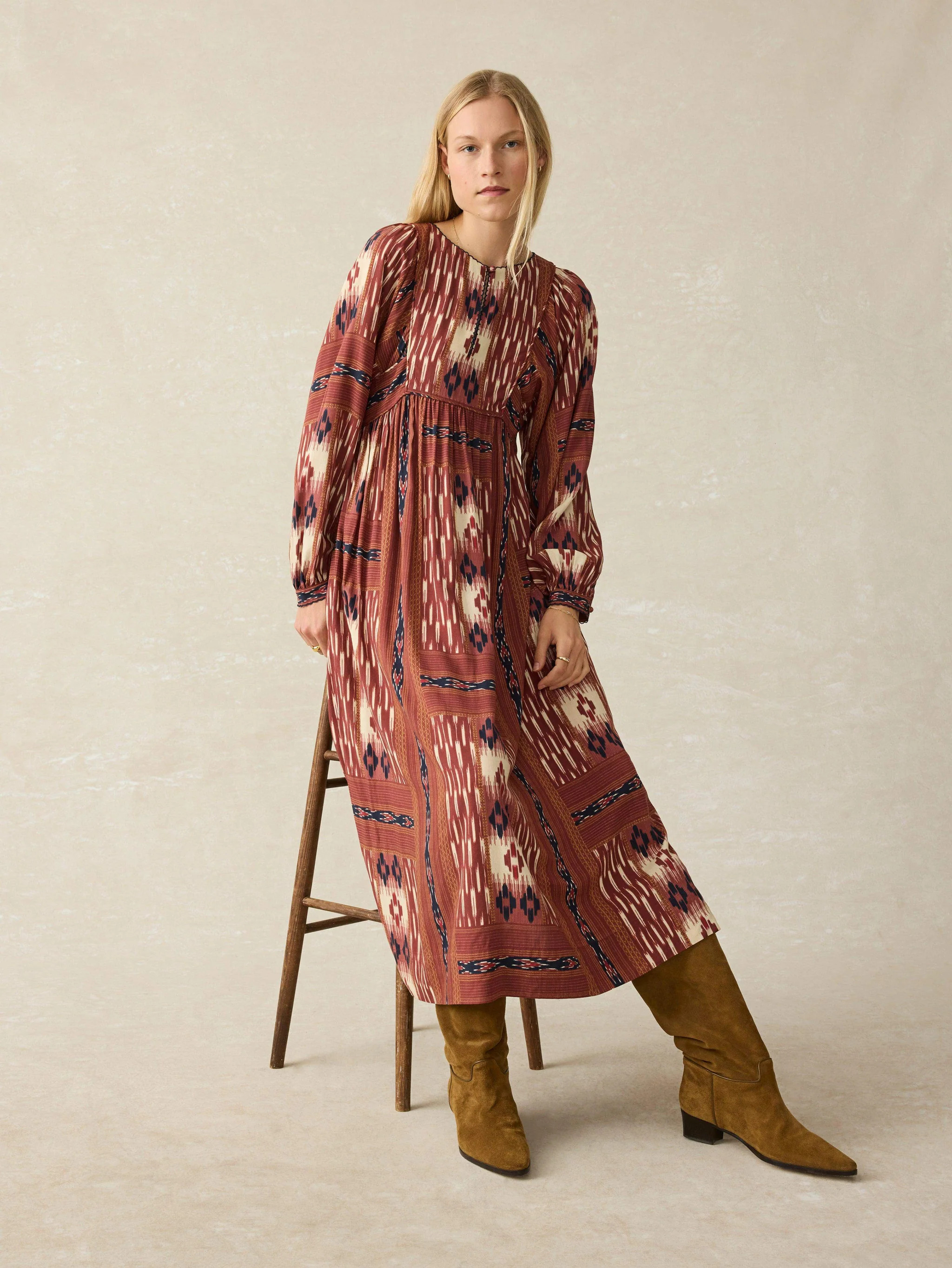 Stevie Dress - Issa Patchwork Ikat | Faherty