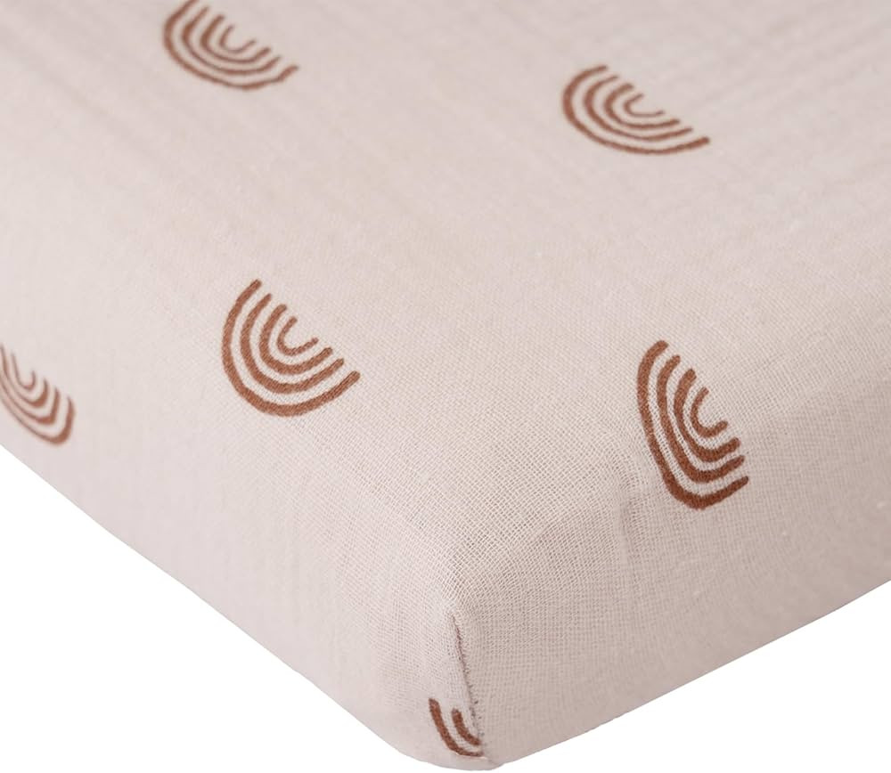 100% Cotton Extra Soft Muslin Fitted Crib Sheet, 28"x 52" Standard Crib Mattress for Boy Girl, Ra... | Amazon (US)