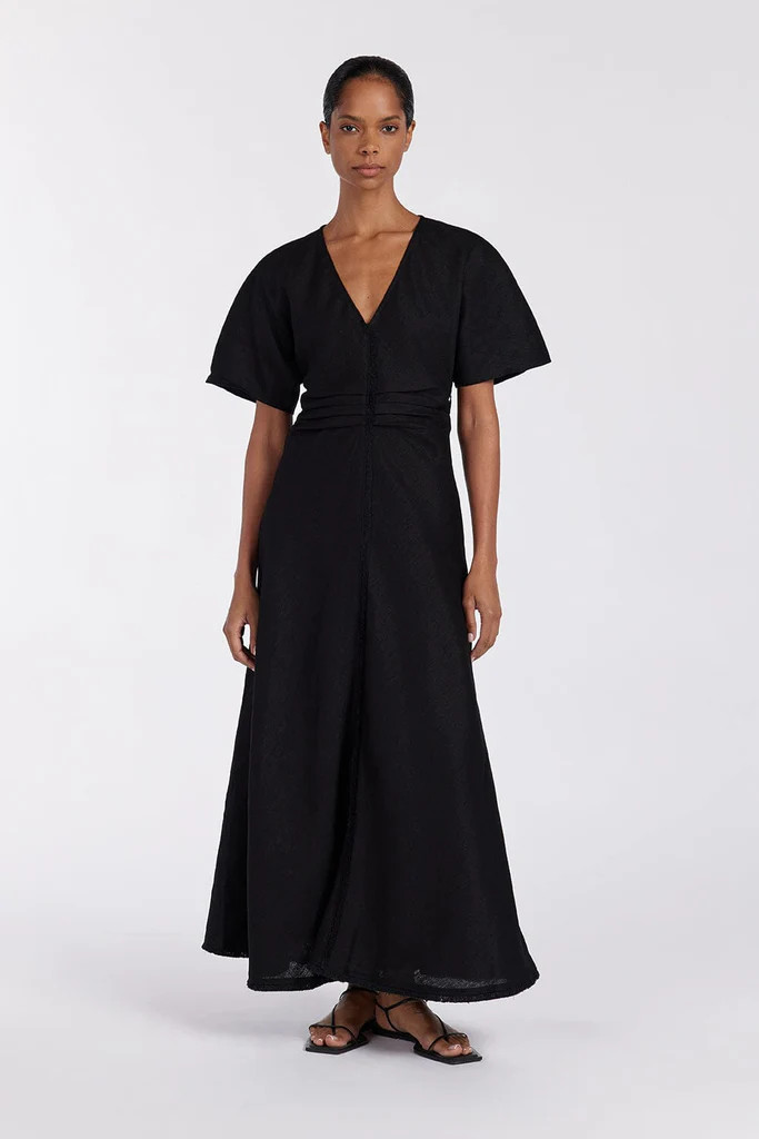 ZAHARA BLACK  FRINGING MIDI DRESS | DISSH