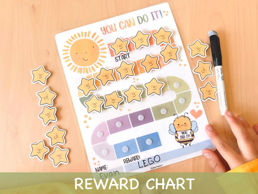 Printable Reward Chart for Kids Toddler Goal Chart Printable Kids Routine Chart Colourful Rainbow... | Etsy (US)