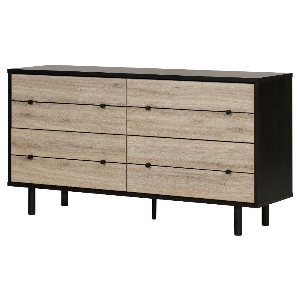 Morice Mid - Century Dresser - Black And Rustic Oak - South Shore, Brown | Target