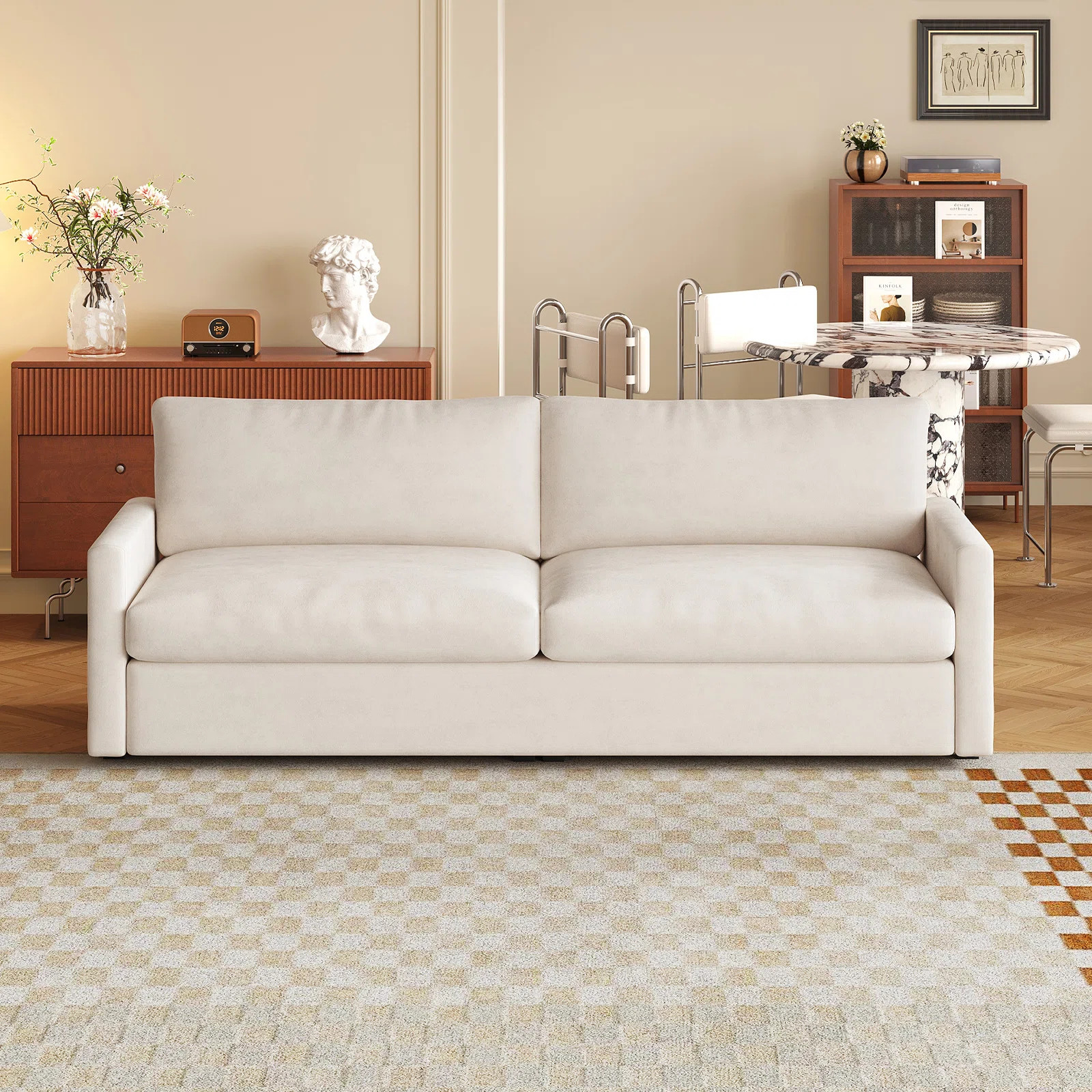 75" Small Loveseat Sofa,Cream White Comfy 2-Seater Sofa,Upholstered Couch For Small Spaces | Wayfair North America