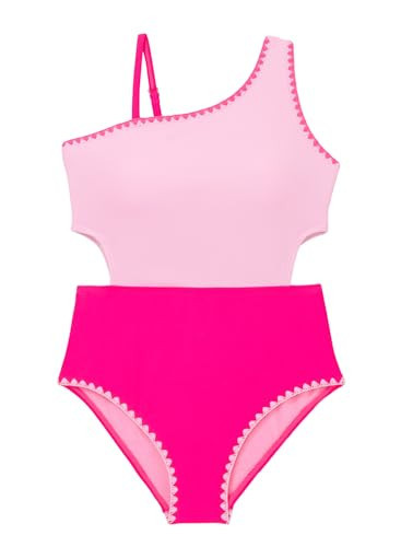 blibean Teen Girls Swimsuits Little Kids Summer One Piece Hawaii Beach Bathing Suit Tween Girl Fashion Color Block Swimwear Traje De Baño para Niñas Size 14 15 16 Year Old Rose Pink | Amazon (US)