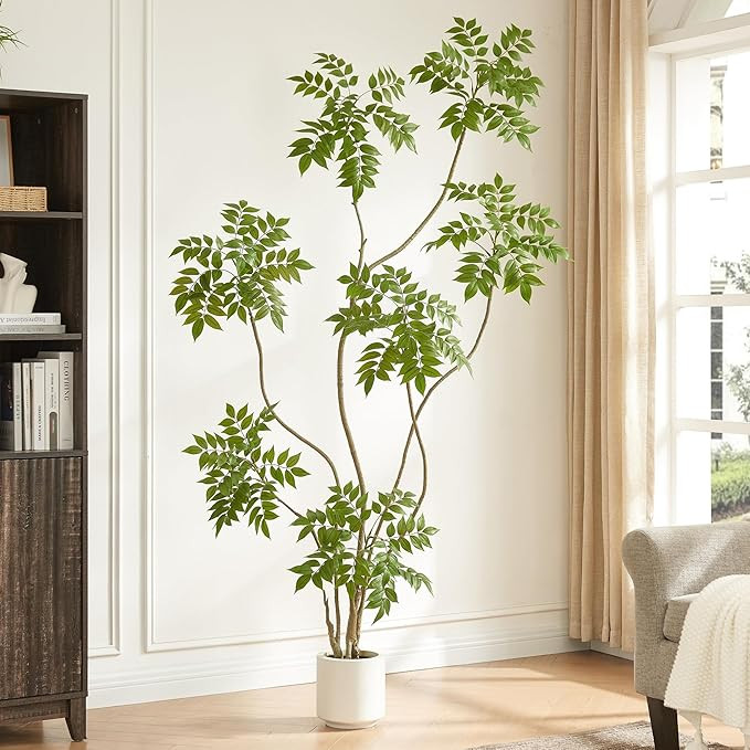 FloraFairy 6.5FT Artificial Sumac Tree with White Pot, Tall Faux Plants Indoor, Large Fake Tree w... | Amazon (US)