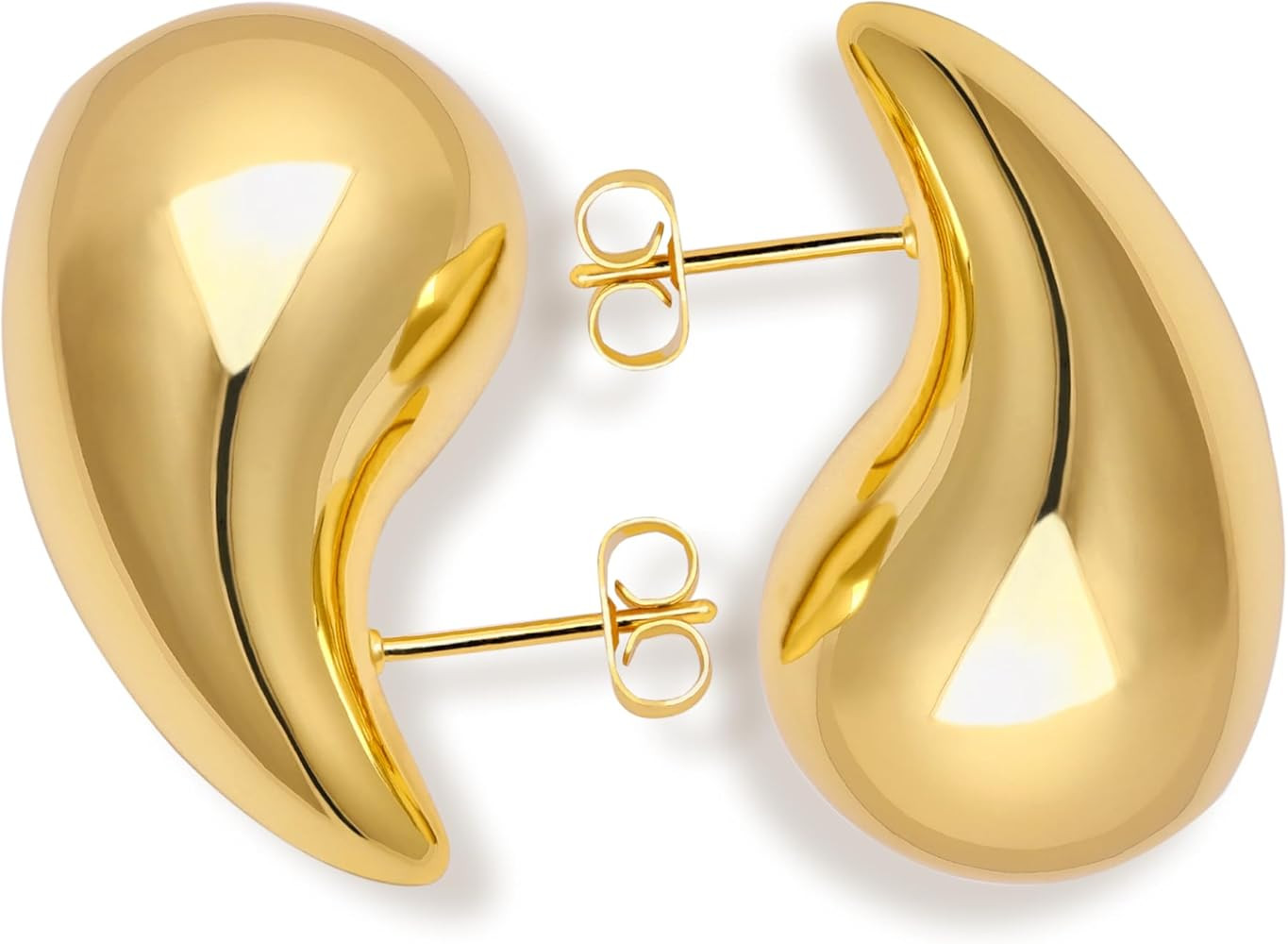 Chunky Gold Hoop Earrings for Women, 14K Gold Plated 925 Sterling Silver Post Lightweight Hoops, ... | Amazon (US)