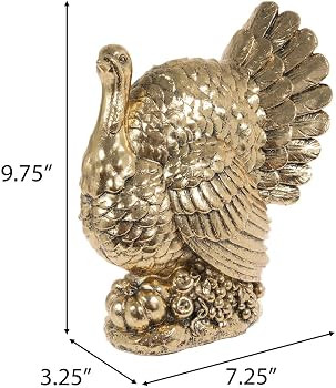 Hobby Lobby Gold Resin Turkey Figurine, 9.75" H x 7.25" W x 3.25" D | Amazon (US)
