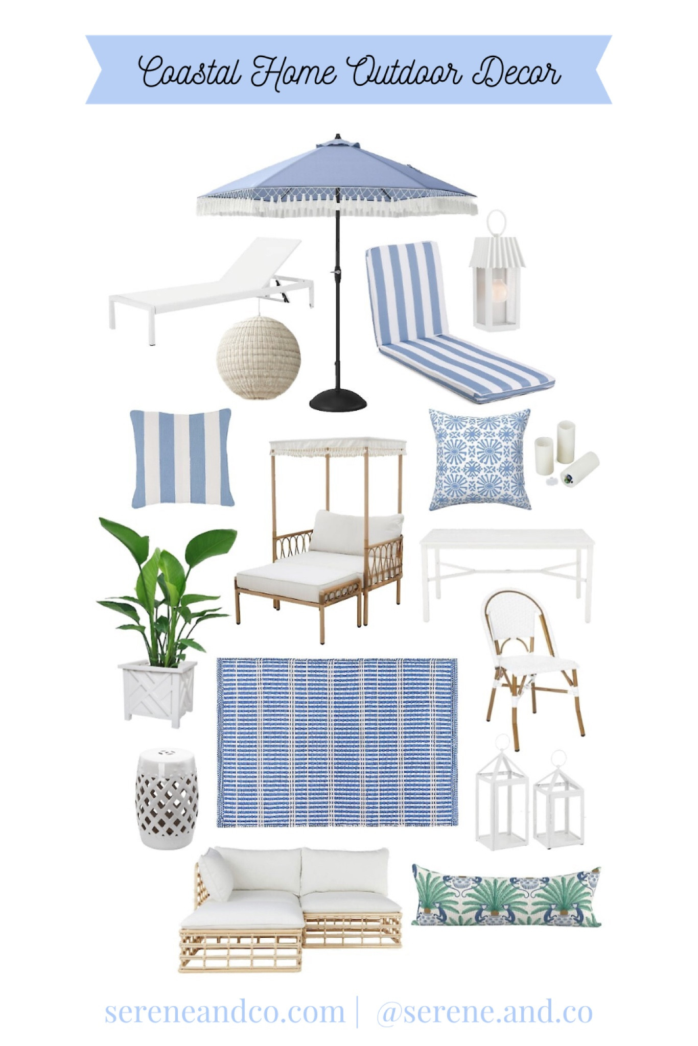 Blue and white pool and patio design. 

#LTKSeasonal #LTKhome