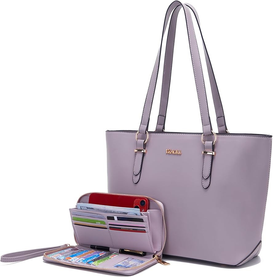 YZAOLL Purses for Women Faux Leather Medium Large Tote Satchel Shoulder Purse Handbag Wallet set | Amazon (US)