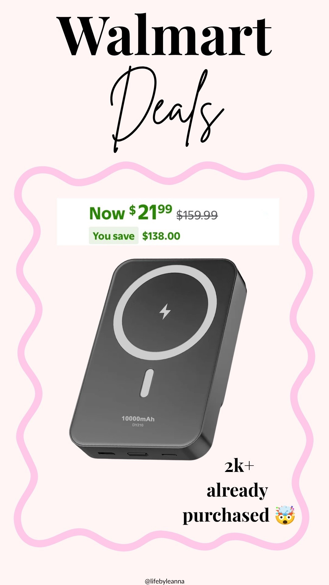 Magnetic portable charger over $100 off! 
It has amazing reviews too!








Walmart / electronics / deals / summer sale

#LTKSaleAlert #LTKTravel